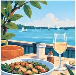 Outdoor dining overlooking Moreton Bay