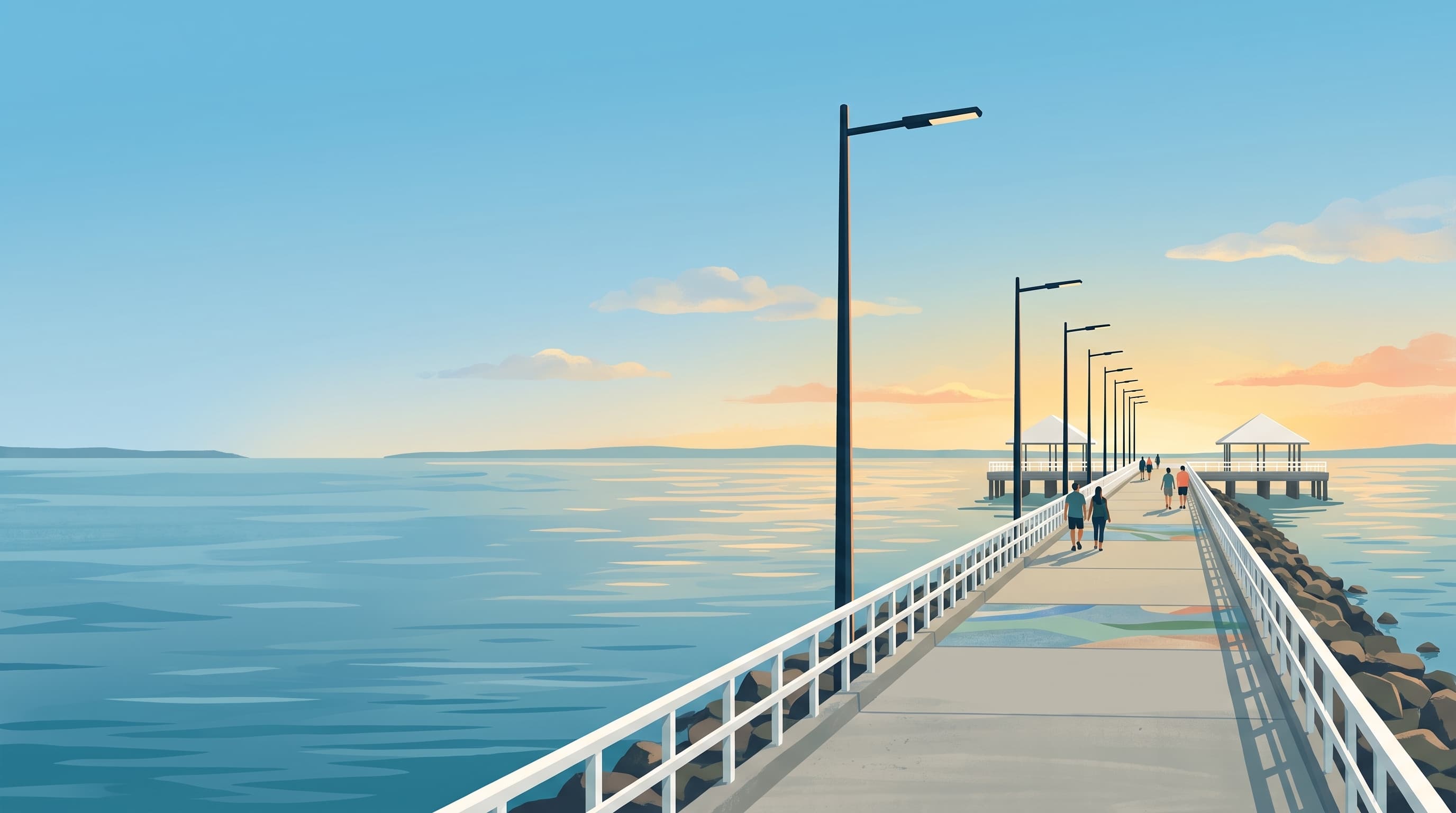 The Wynnum jetty reaching out over Moreton Bay