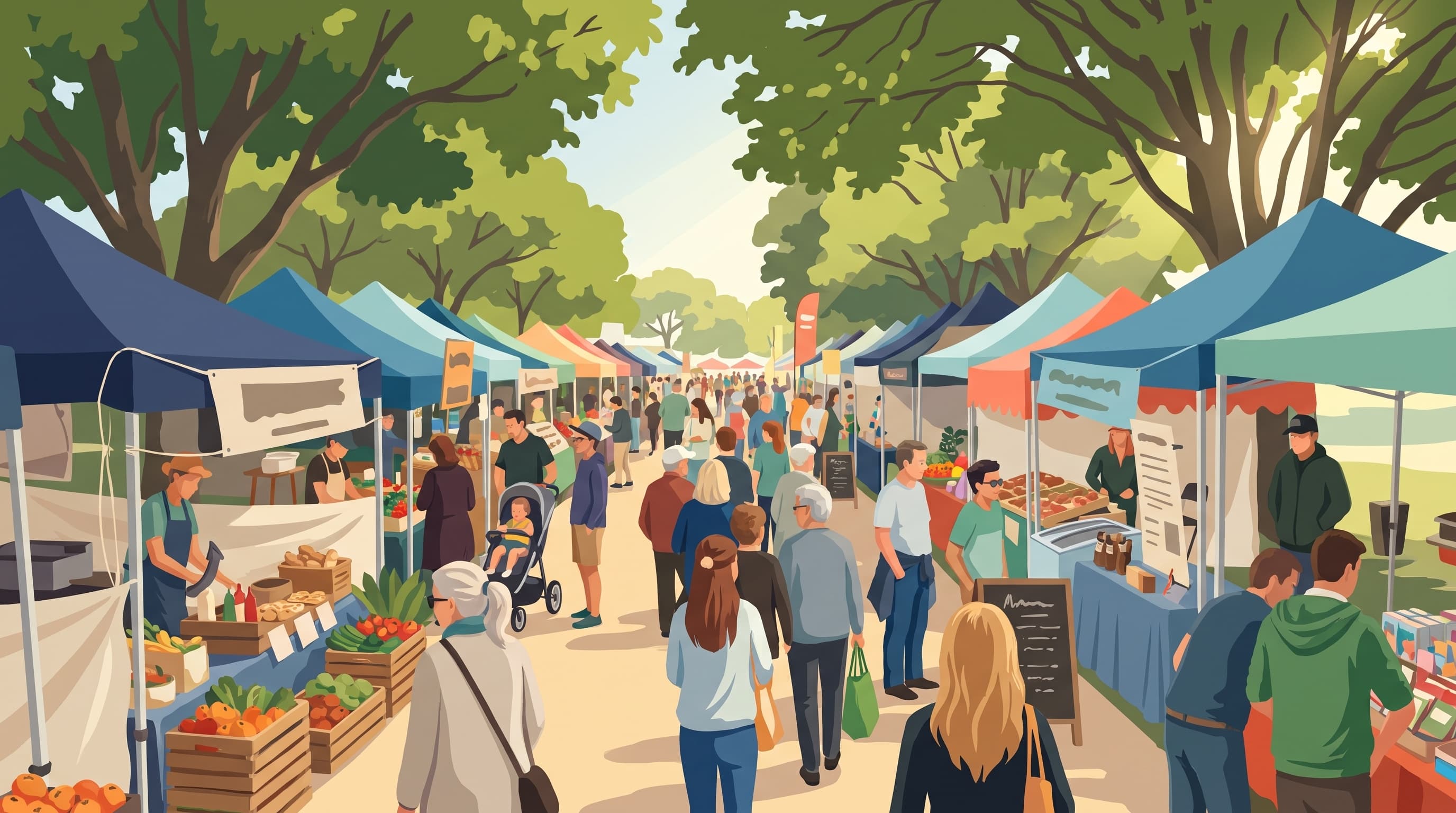 A community market under the trees in Wynnum